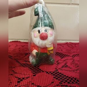 Vintage 1980s Colorful Gnome Elf Wax Candle Figurine Collectible